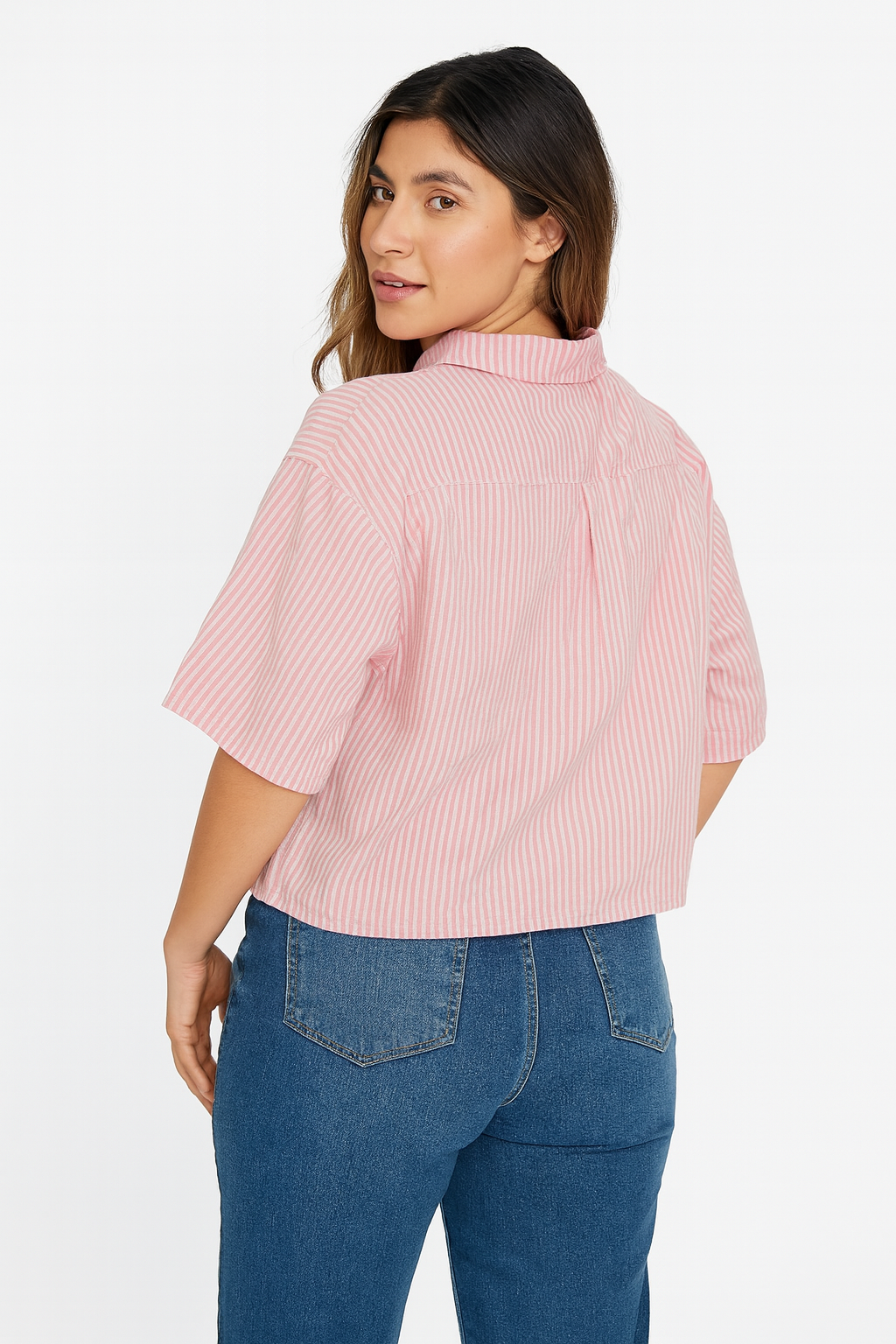 Camisa De Lino Corta A Rayas C/Bolsillo - Imagen 4