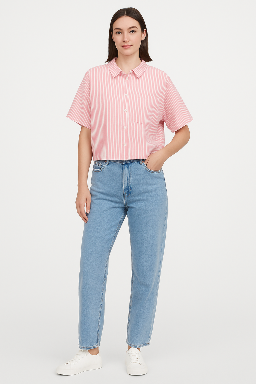 Camisa De Lino Corta A Rayas C/Bolsillo - Imagen 7