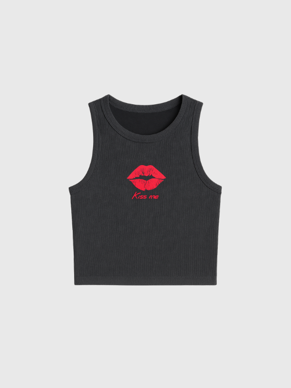 Musculosa Top Kiss Rock Basica Vintage Estampada Fiesta - Imagen 2