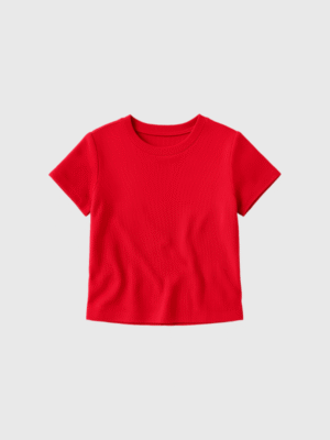 Remera Basica Ribana Manga Corta Cuello Redondo