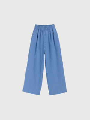 Pantalón Lino Con Rayas Bolsillos Y Elástico
