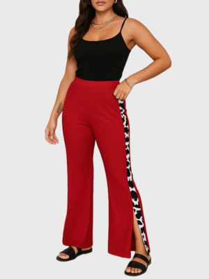 Pantalón Recto Combinado Variado C/Tajo Sin Bolsillo