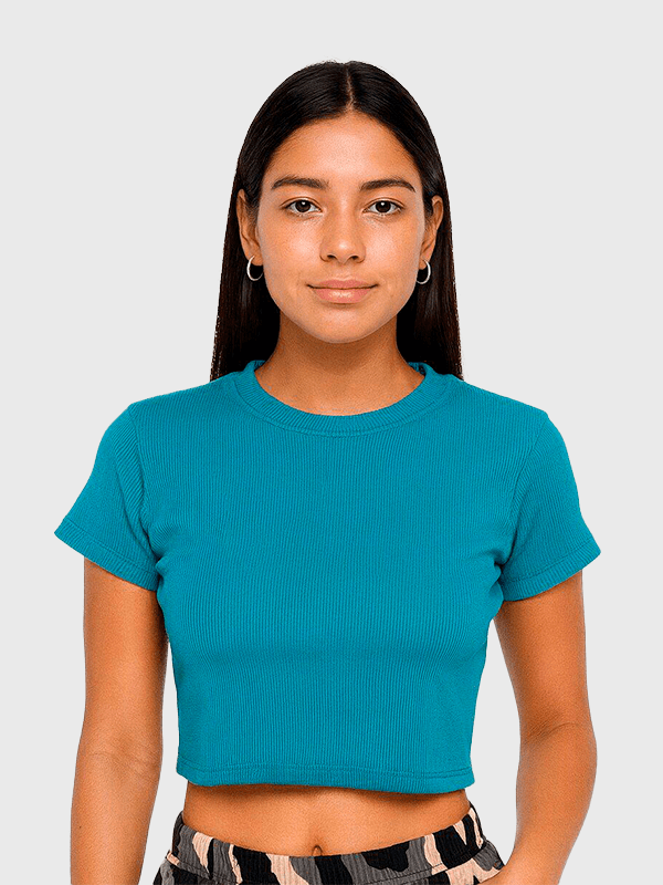 Remera Basica Ribana Manga Corta Cuello Redondo De Morley