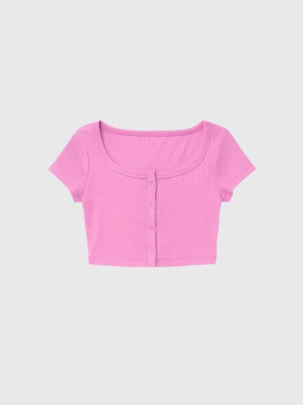 Remera Top Morley Con Broches Cuello U