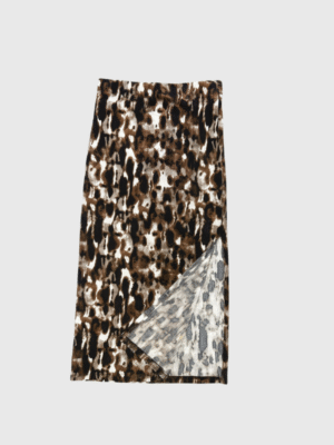 Pollera Larga Animal Print Con Corte en Pierna
