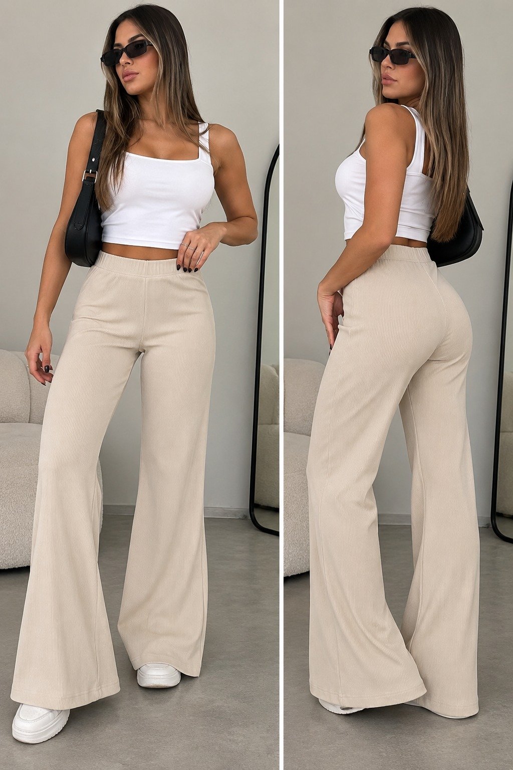 Pantalon Palazo SemiOxford Morley Elastizado S/Bolsillo