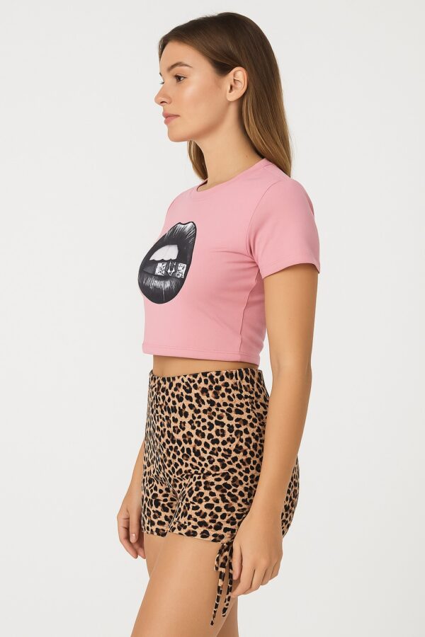 Short Frunce Animal Print Estampado/Bordado