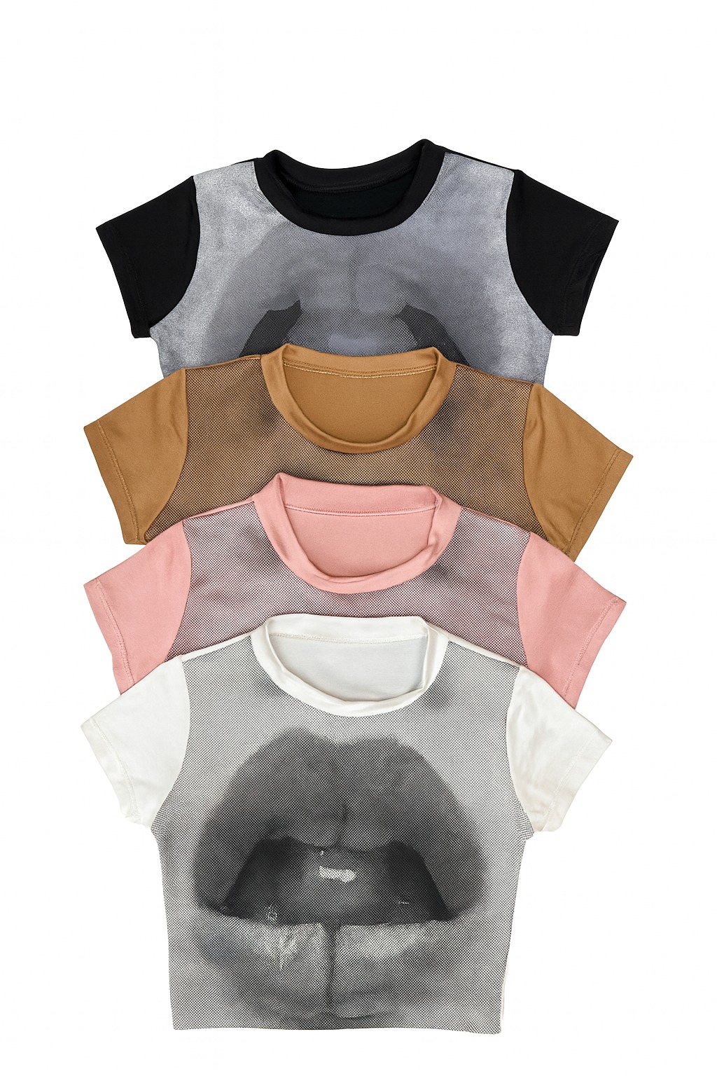 Remera Corta Basica Estampada/Bordado Labios Colores Varios - Imagen 2