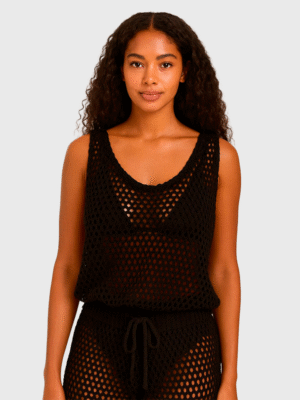 Musculosa Playero Tejido Hilo Algodon Tipo Red Calado