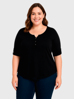 Remera Modal Con Botones Ines Manga 3/4