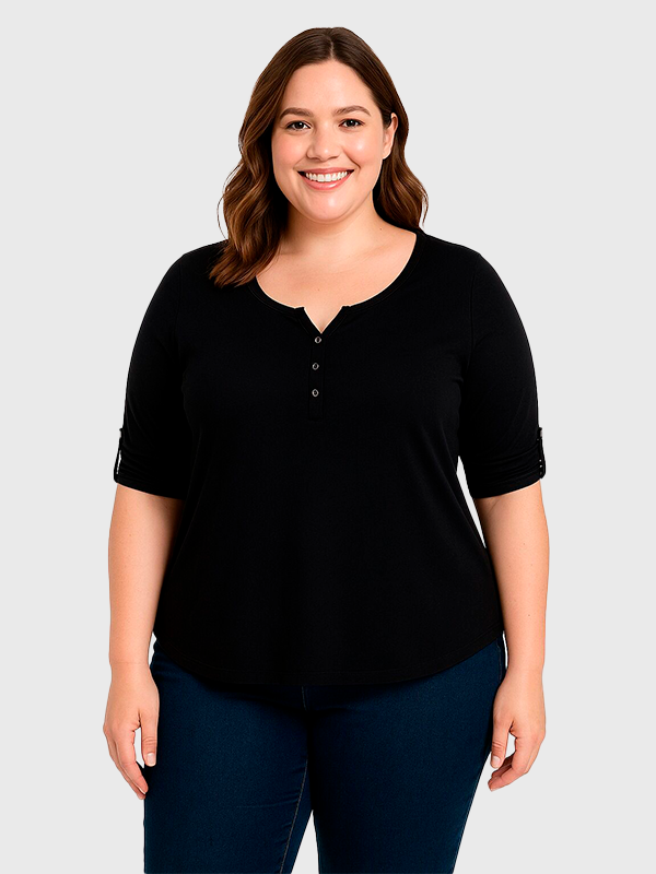 Remera Modal Con Botones Ines Manga 3/4