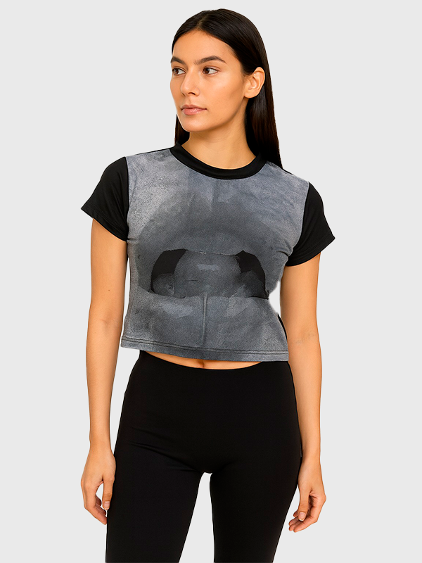 Remera Corta Basica Estampada/Bordado Labios Colores Varios