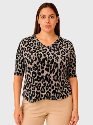 Remera Pupera Escote en V Estampado/Bordado Print