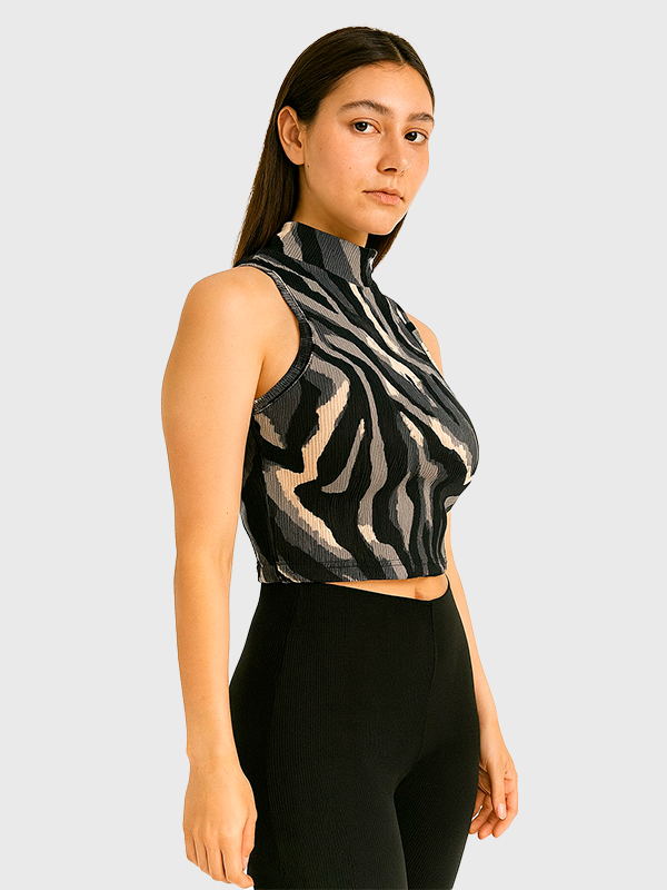 Musculosa Top De Morley Cuello Largo Estampado/Bordado