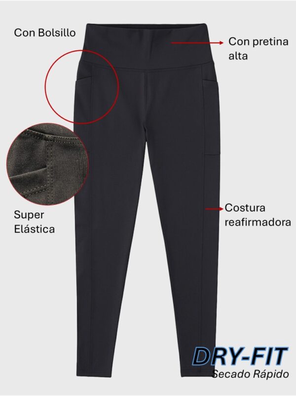 Calza Poliamidia Con Bolsillo Deportiva