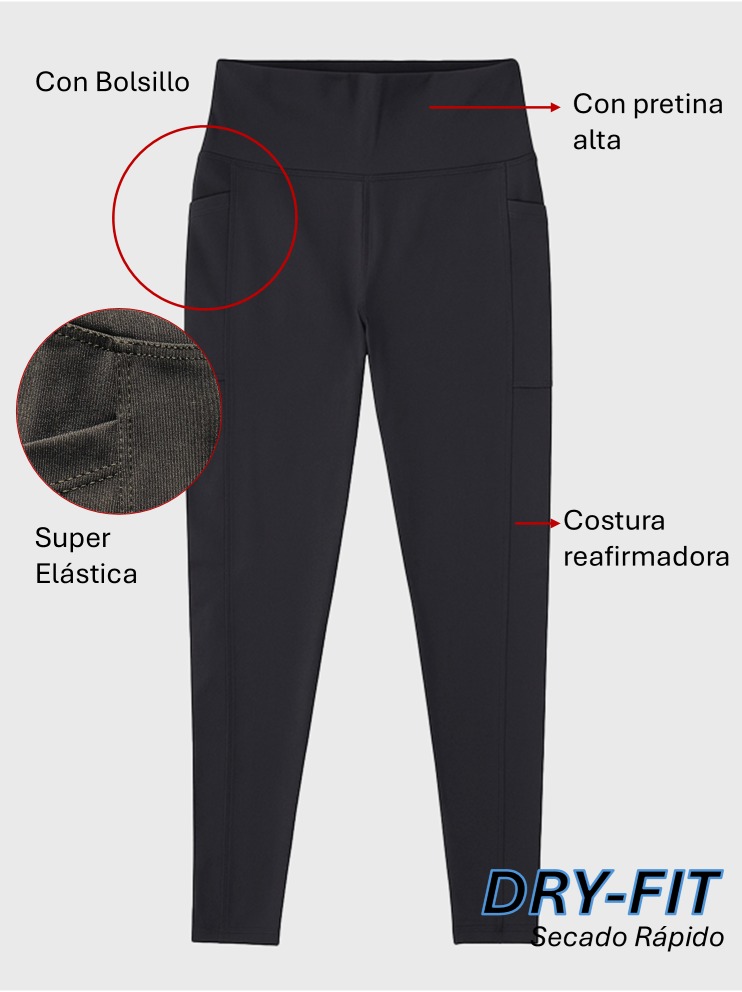 Calza Poliamidia Con Bolsillo Deportiva - Imagen 3