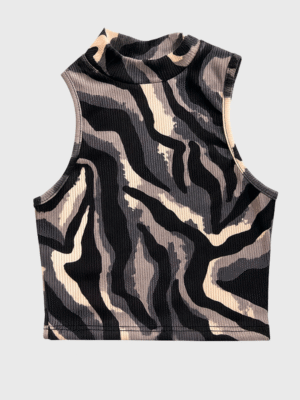 Musculosa Top De Morley Cuello Largo Estampado/Bordado