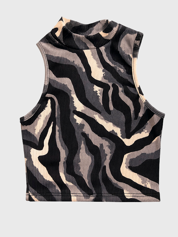 Musculosa Top De Morley Cuello Largo Estampado/Bordado