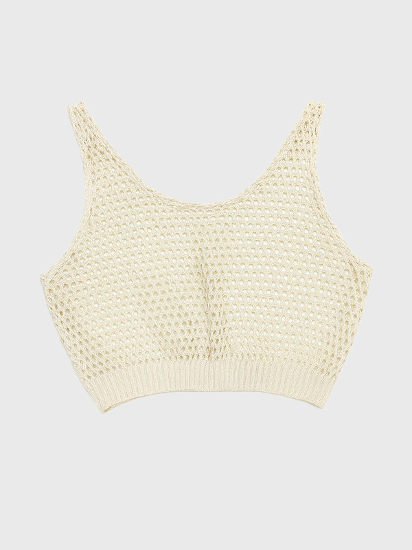 Musculosa Playero Tejido Hilo Algodon Tipo Red Calado - Imagen 5