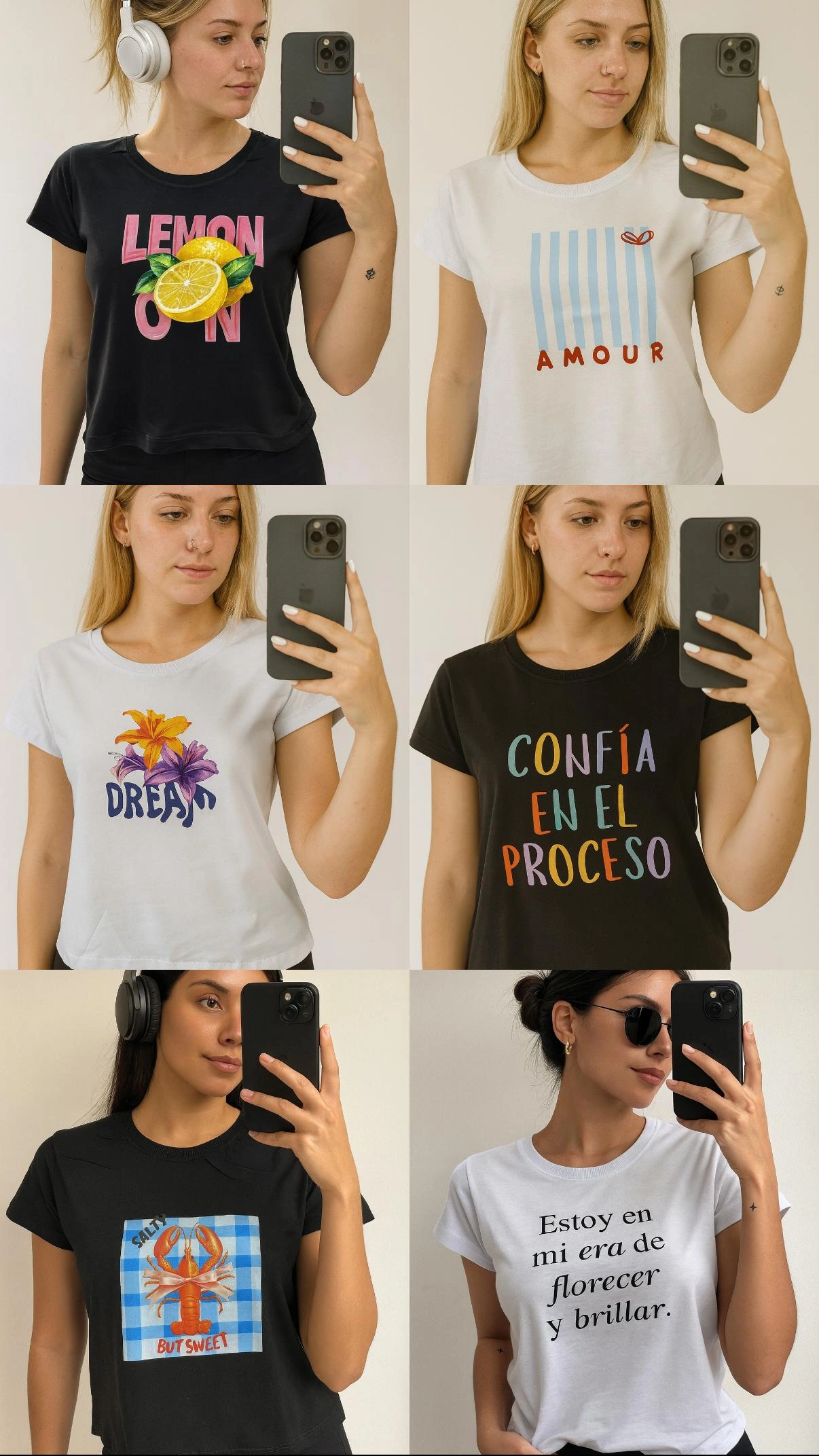 Surtida Basica Estampada De Algodon Jersey Varios Motivos Unico T