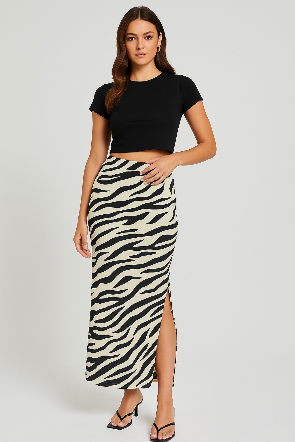 Pollera Zebra Con Abertura Unico T