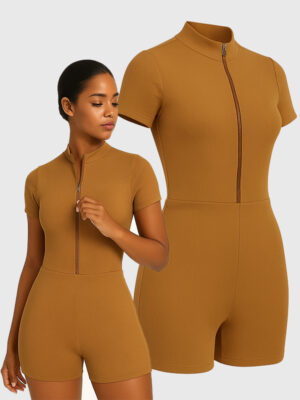 Enterito Catsuit Manga Corta Con Cierre