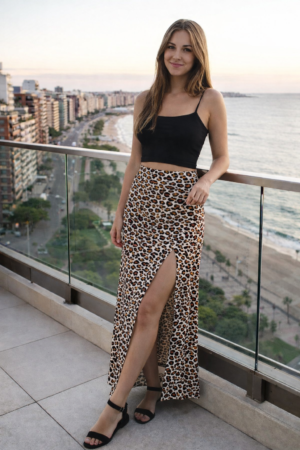 Pollera Con Tajo 0 Animal Print Sexy