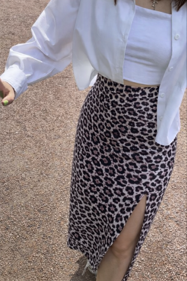 Pollera Con Tajo 0 Animal Print Sexy Leopardo