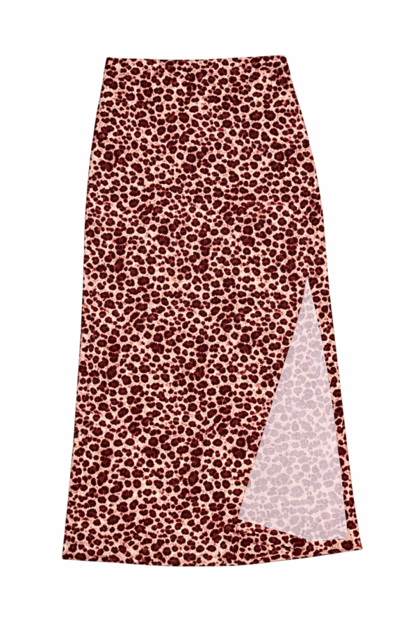 Pollera Con Tajo 0 Animal Print Sexy Rojo