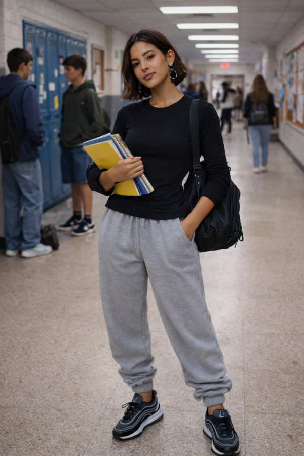 Remera Manga Larga Jersey Negro