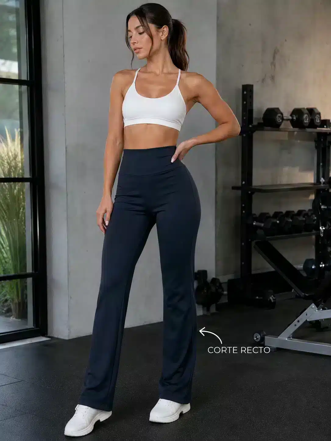 Calza Pantalón Mujer Recta Tiro Alto Licra Super Action