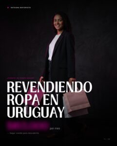 revendedora de ropa en Uruguay mostrando prendas