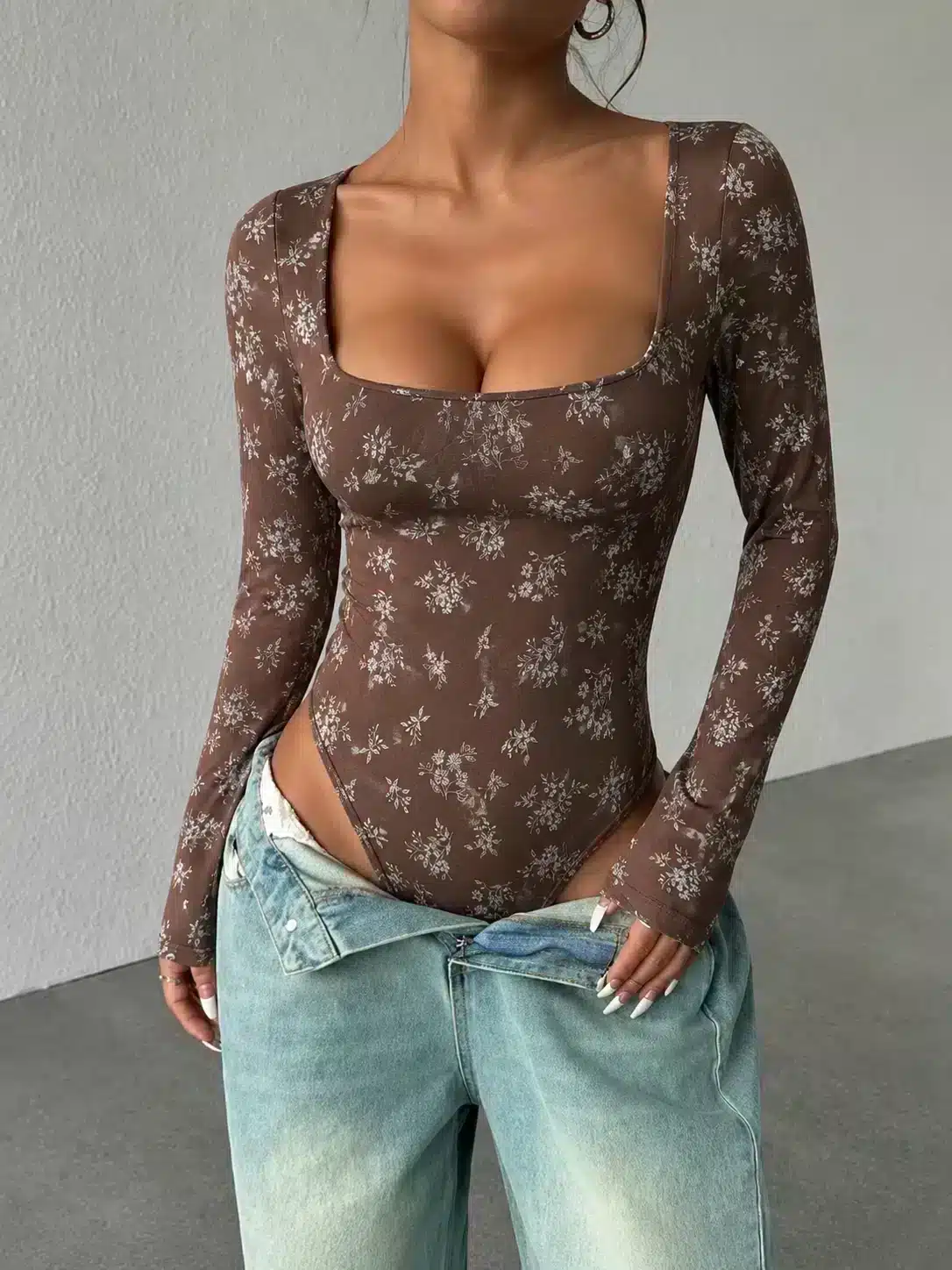 Body Estampado Floreal Escote Cuadrado Talle Unico